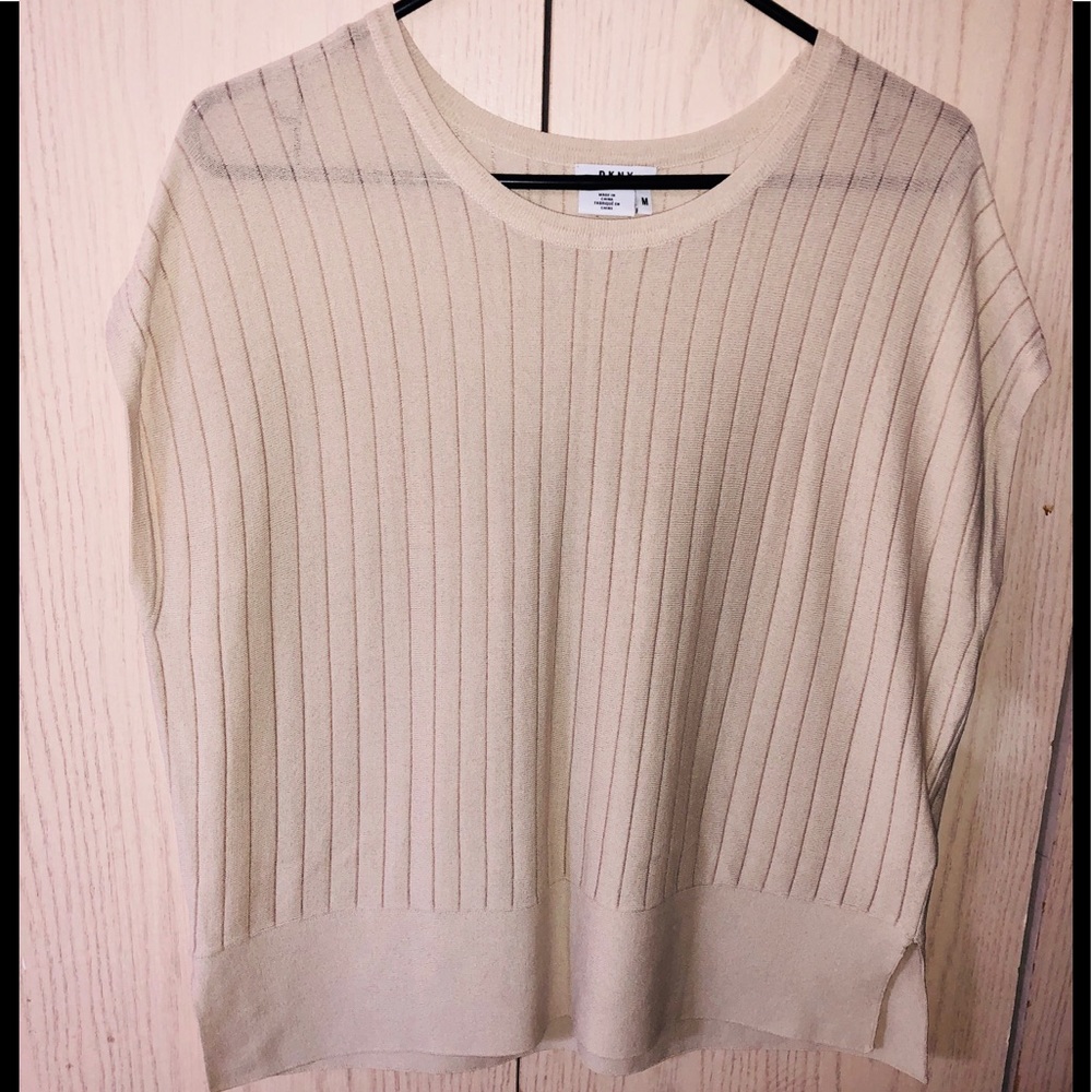 DKNY beige textured boxy Top-women's- size M